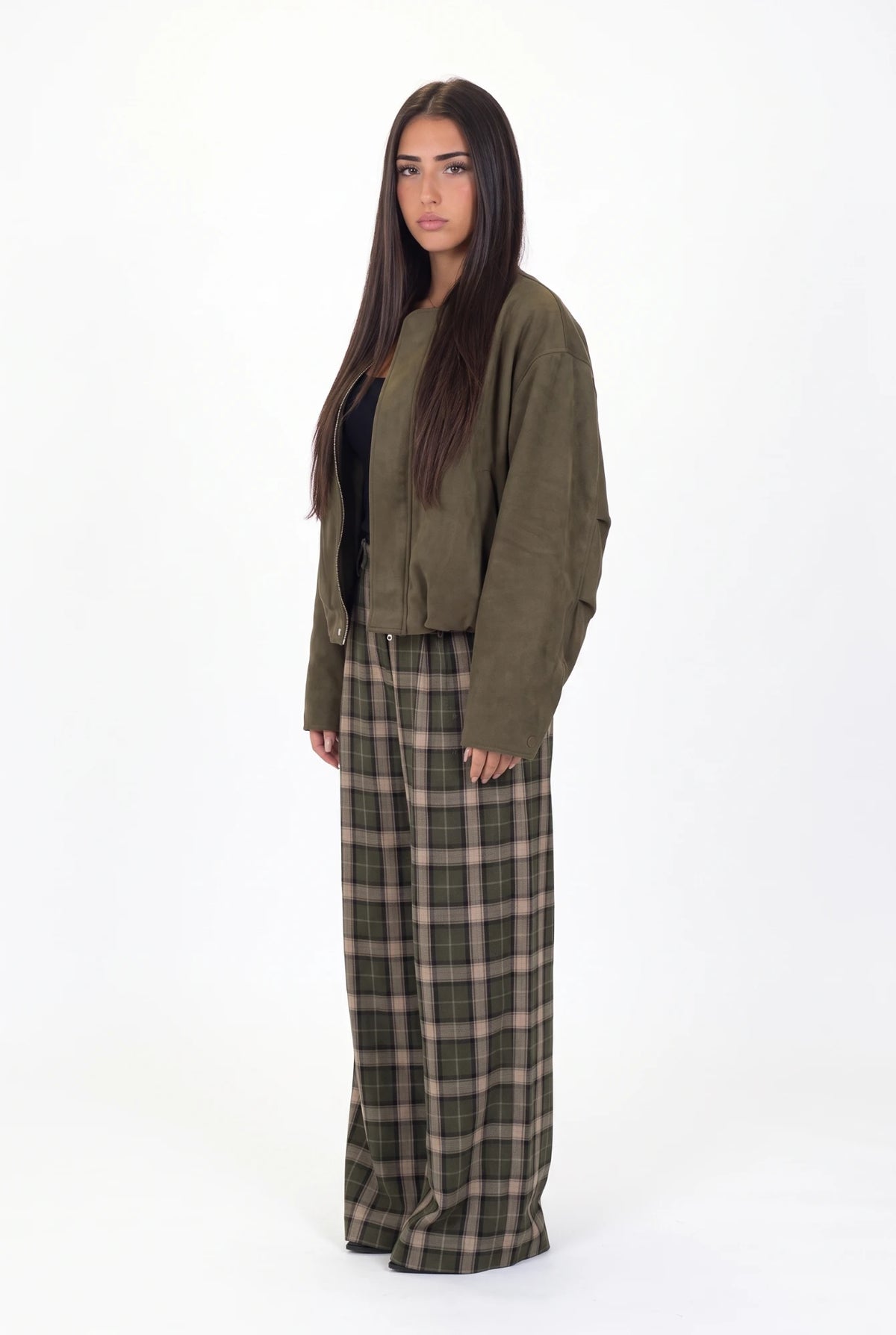 Bergamo Plaid Trousers - tres cuartos