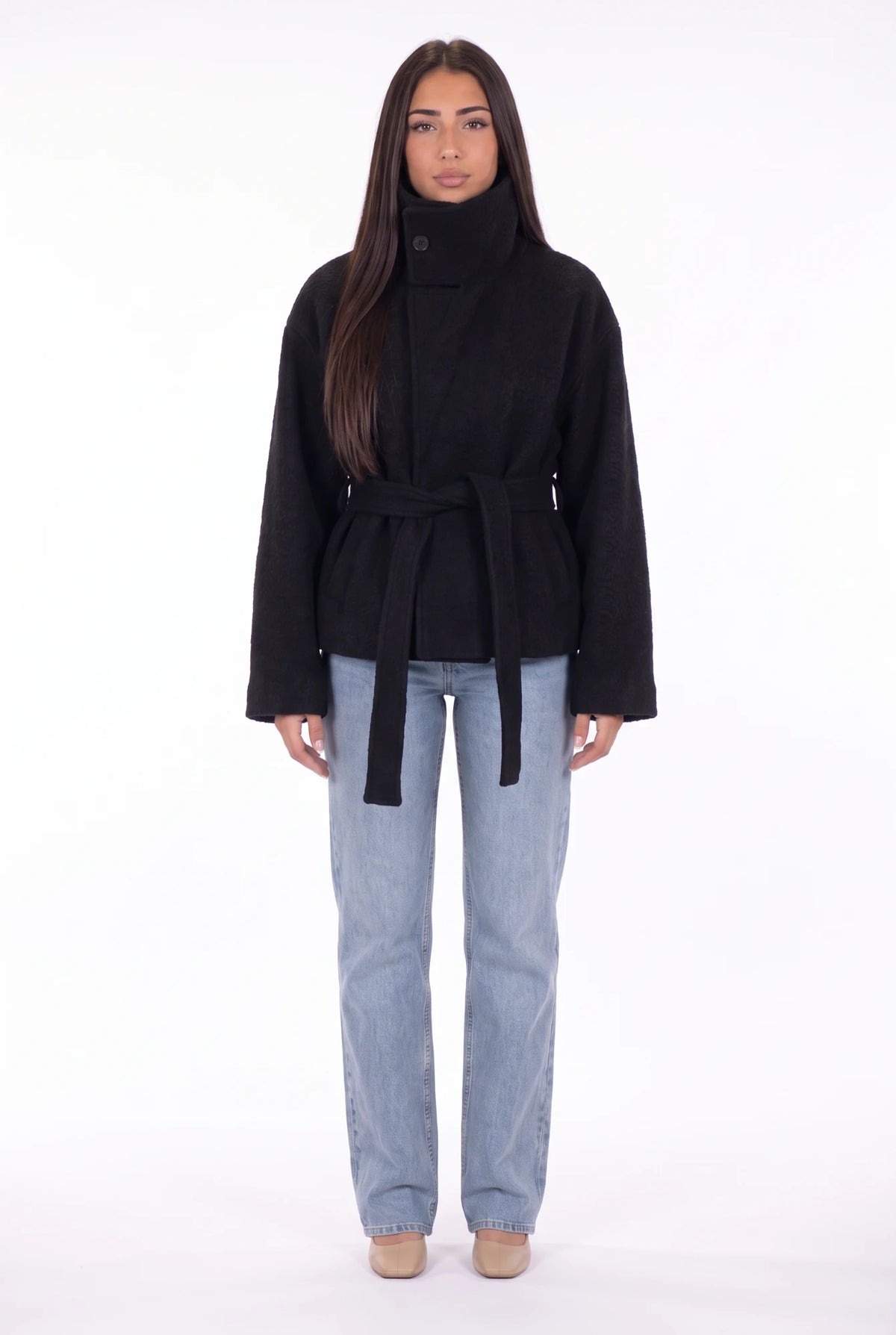 Cortina Belted Jacket negro - frontal