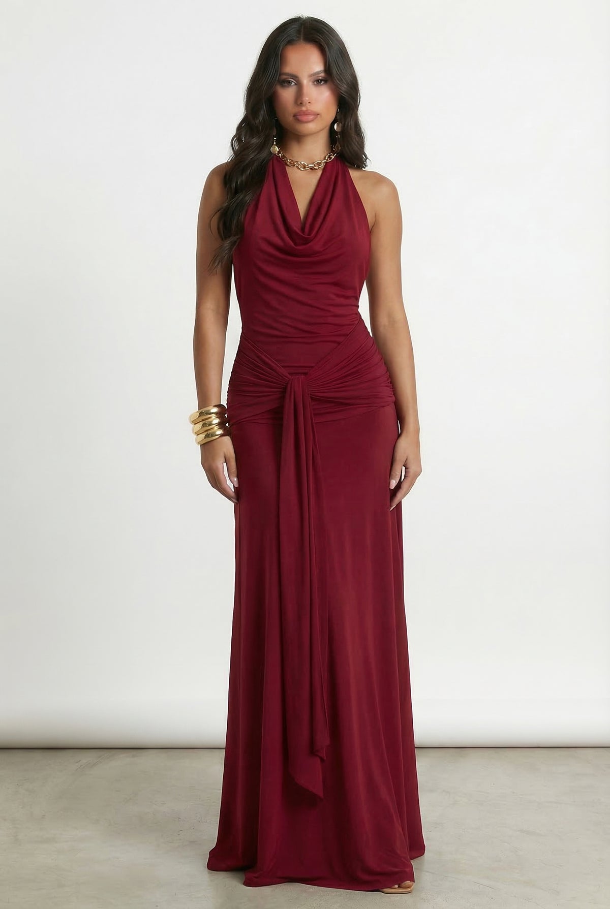 Abito lungo Hailey bordeaux