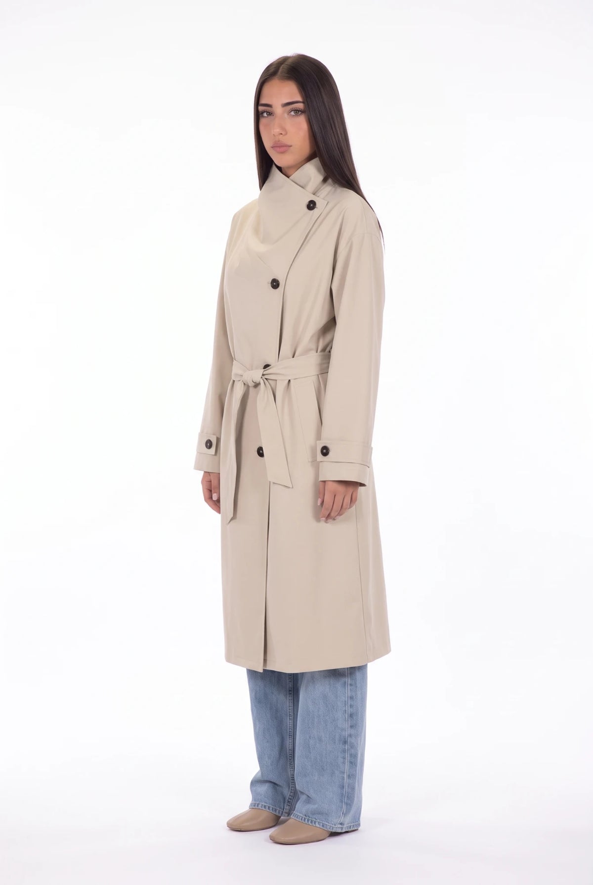 Lucca Trench Coat beige - tres cuartos