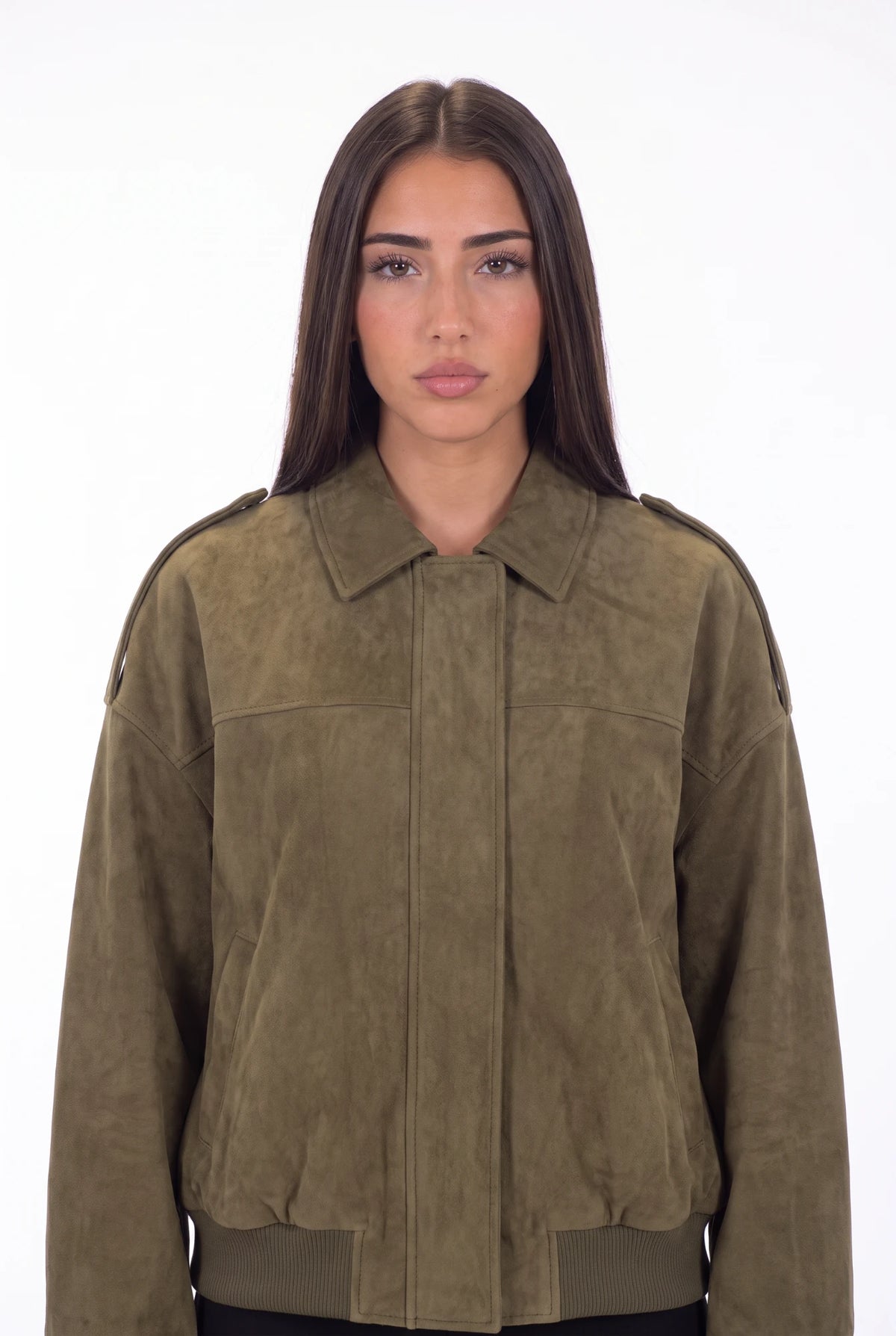 Osaka Suede Bomber verde - frontal