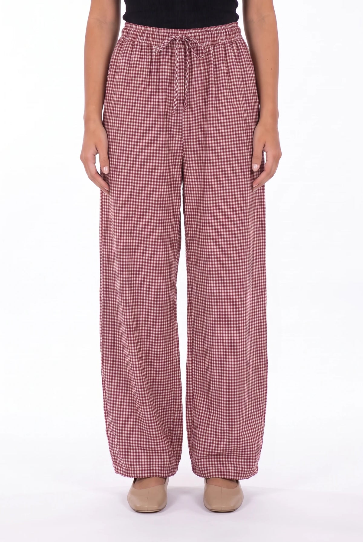 Positano Gingham Trousers - detalle frontal