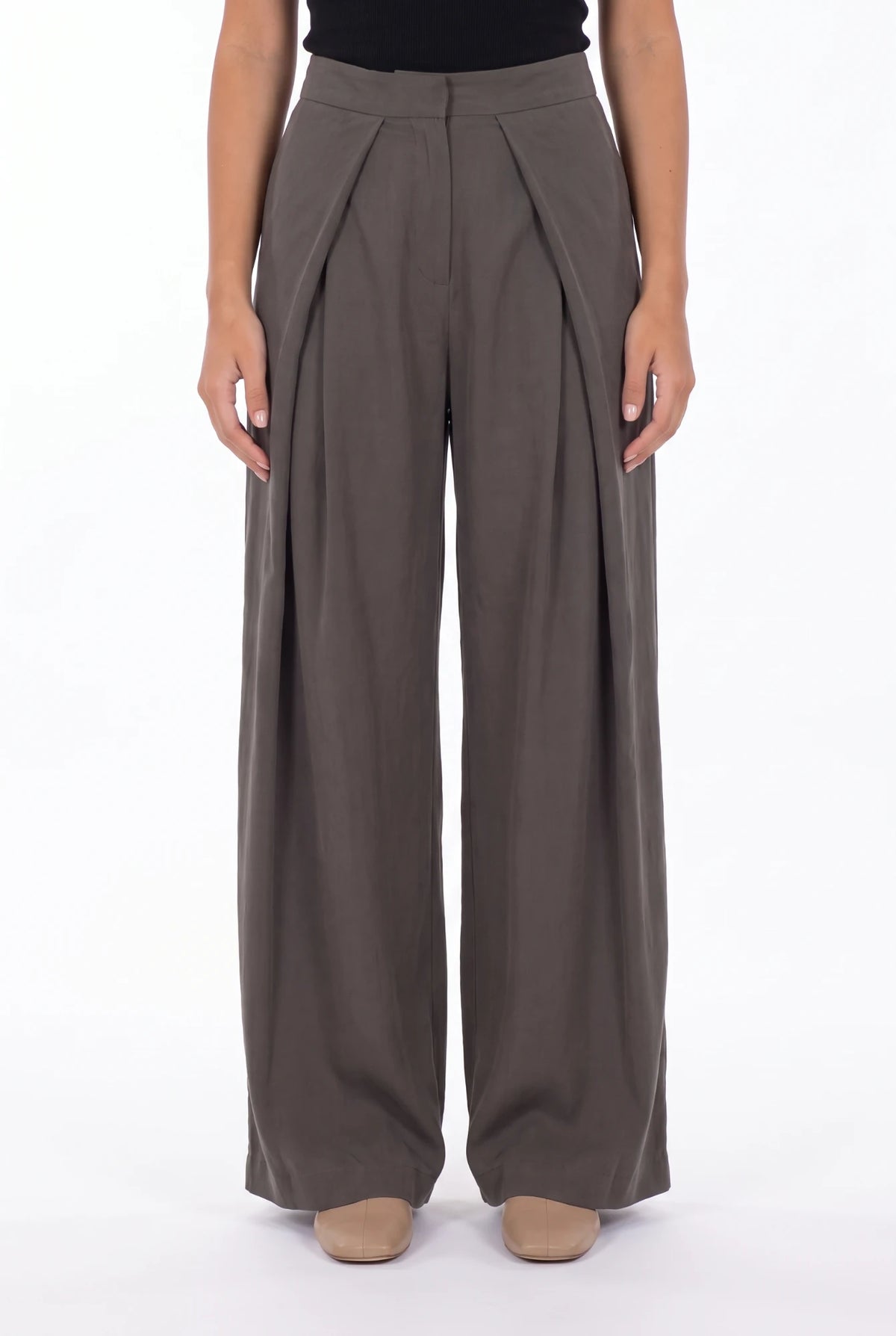 Siena Pleated Trousers taupe - vista frontal