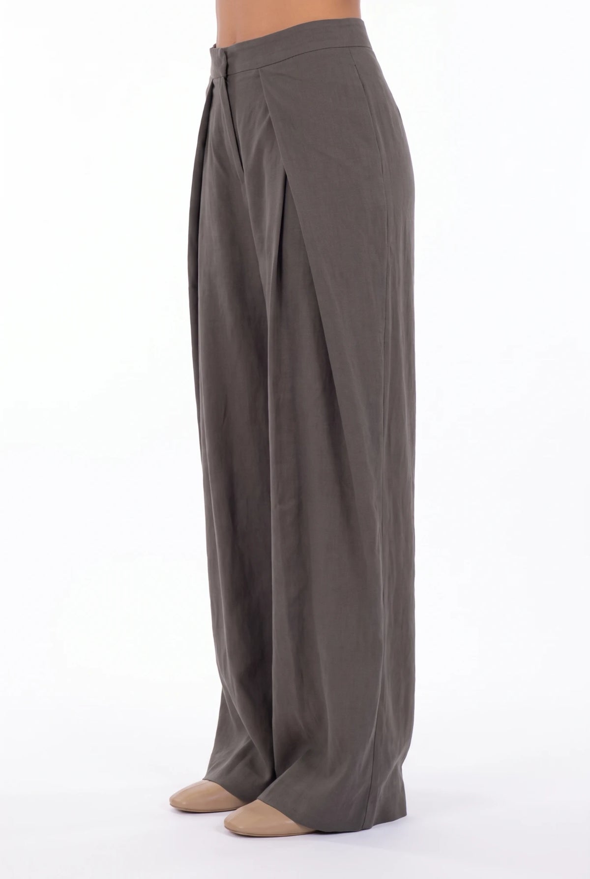 Siena Pleated Trousers taupe - vista lateral